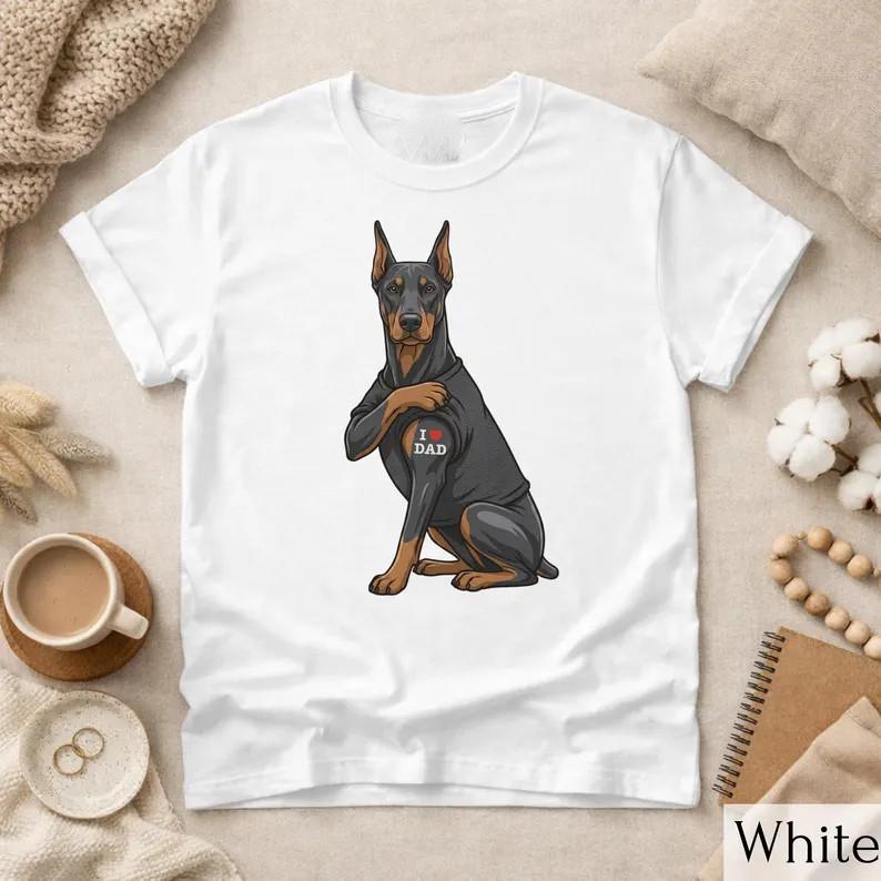 Doberman Dad Shirt, Doberman Pinscher Tattoo Tee, Funny Dog Dad Gift 3XL