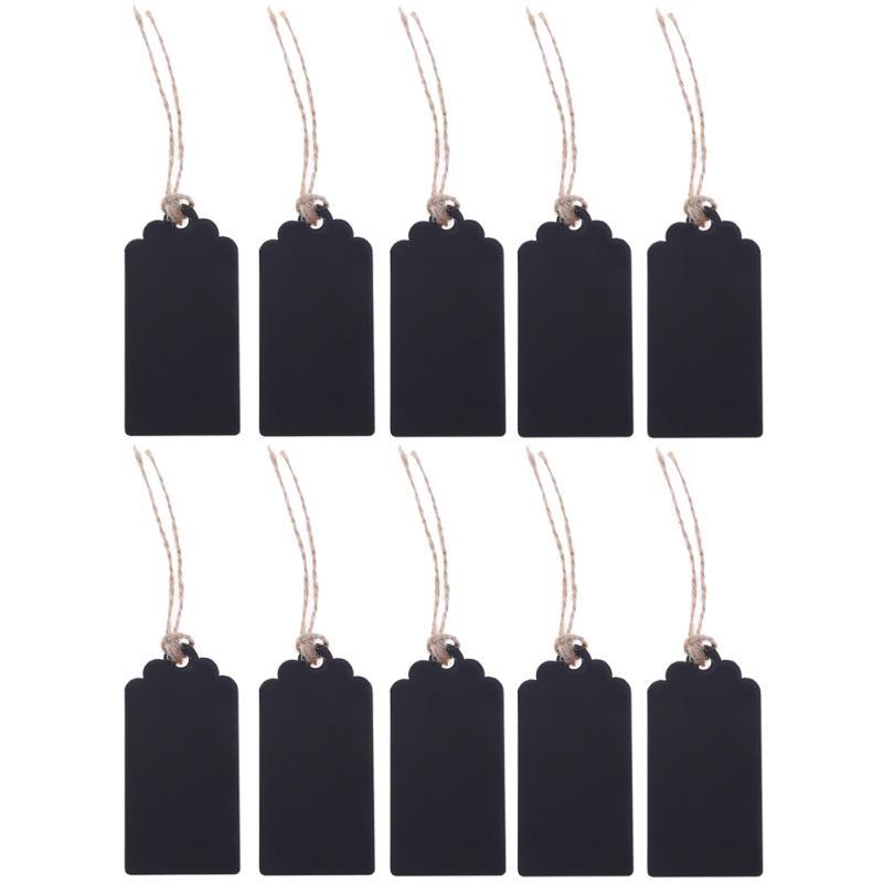 10PCS Rectangular Small Blackboard Hemp Rope Pendant DIY Double Sided Wooden Home Decoration Office Classroom Display Tag