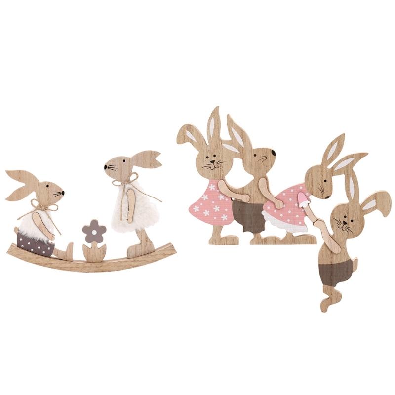 Osterhase Tür Wandbehang Ornamente Holzschilder Schild Ostern Bemalter Hasenanhänger Holzhandwerk Haus Osterdekoration