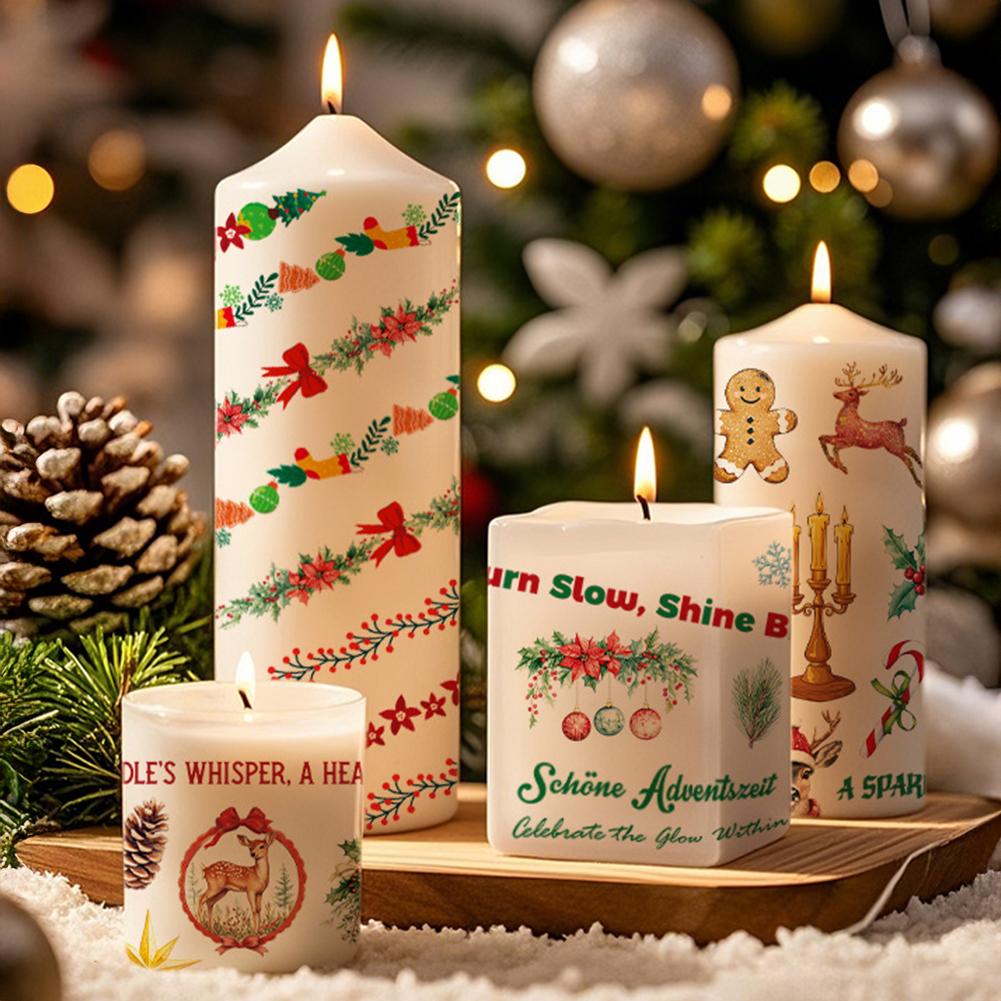 1PC Christmas Sticker for Candle Window Holiday Party Home Decoration