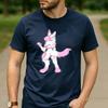 Pink White Gradient Full Body Protogen Graphic T Shirt Unisex Crew Neck Short Sleeve Fandom Fan Holiday Gift Top