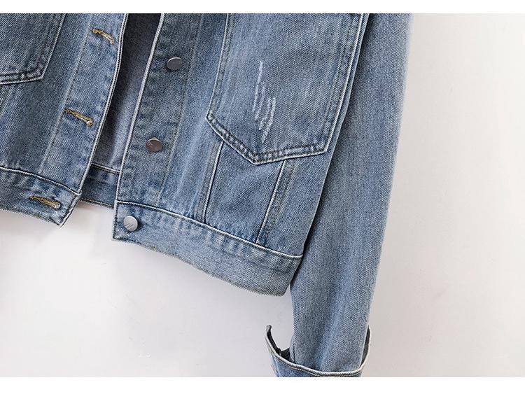 Women's Casual Korean Style Short Denim Jacket - Washed, Slimming, Spring/Autumn 2025