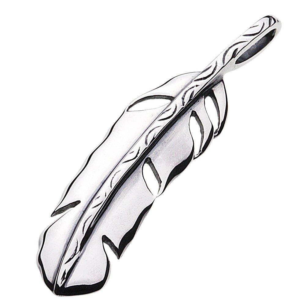 

Arabesque Plain Feather Pendant Silver p0499 [Cenote] [925 Accessories]
