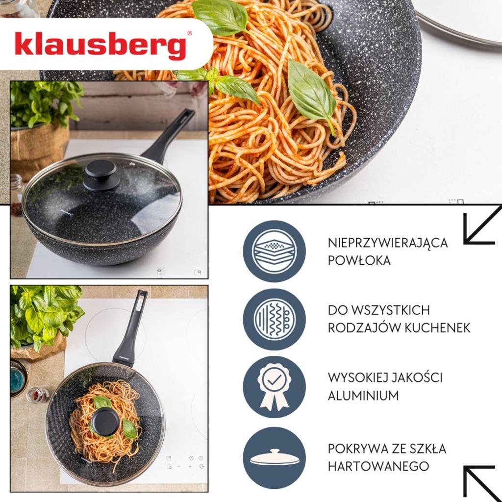 PATELNIA MARMURKOWA GŁĘBOKA WOK 28cm Z POKRYWĄ KLAUSBERG 28cm KB-7990