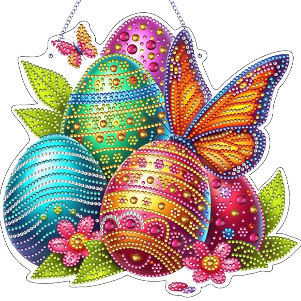 Easter 2D Flat DIY Hanging Diamond Art Kits Special Shape Rhinestone Diamond Art Window Pendants Wall Decor for Home & Windows