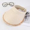 Summer Straw Hat With Daisy Print Wide Brim Sun Protection For Women Outdoor Casual