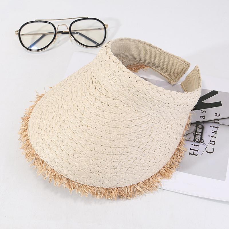Summer Straw Hat With Daisy Print Wide Brim Sun Protection For Women Outdoor Casual