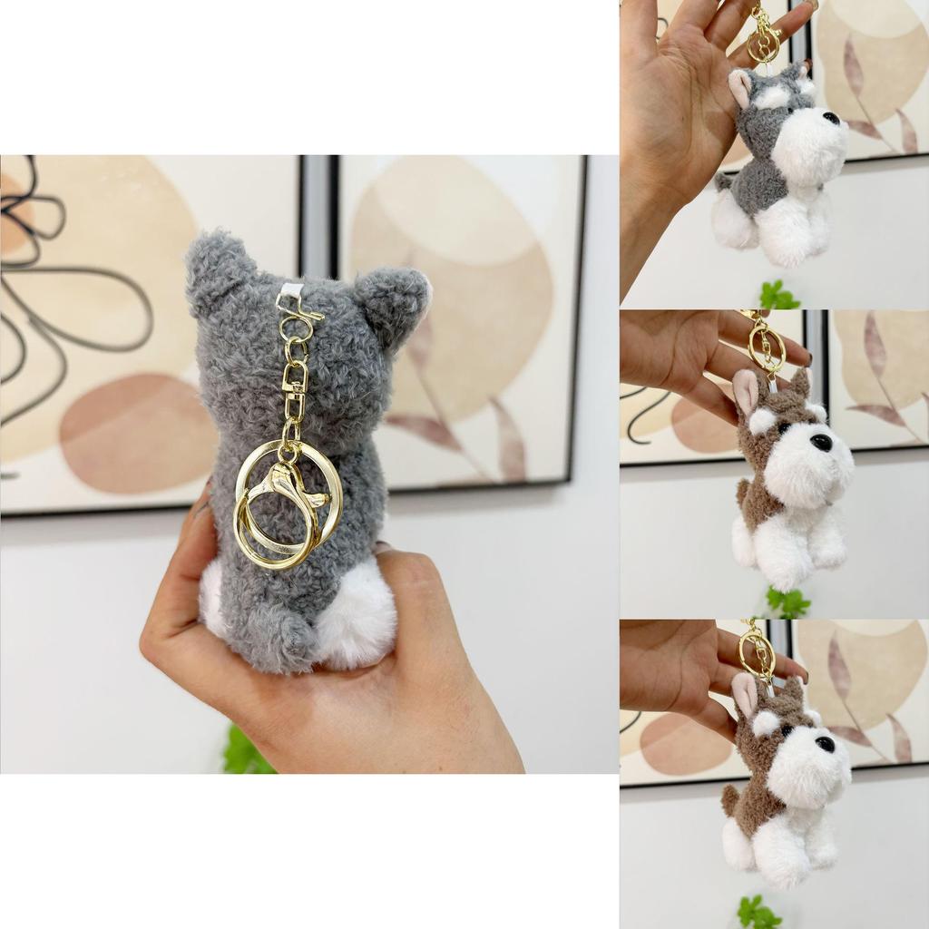 Soft Schnauzer Plush Keychain Cute Dog Stuffed Toy For Bags