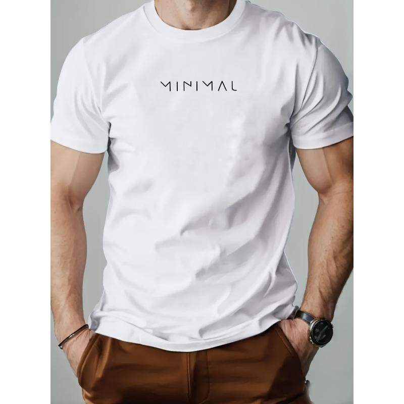 

Men s MINMAL Pattern Summer Casual Round Neck Short T-Shirt, Oversized, Cool 4XL білий