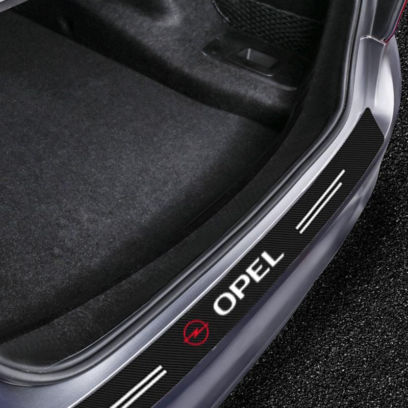 1pcs Carbon Fiber Car Trunk Rear Bumper Sticker Guard Plate Protector For Opel Insignia Astra H G J Antara Vectra Vivaro Corsa C D Zafira Car Styling
