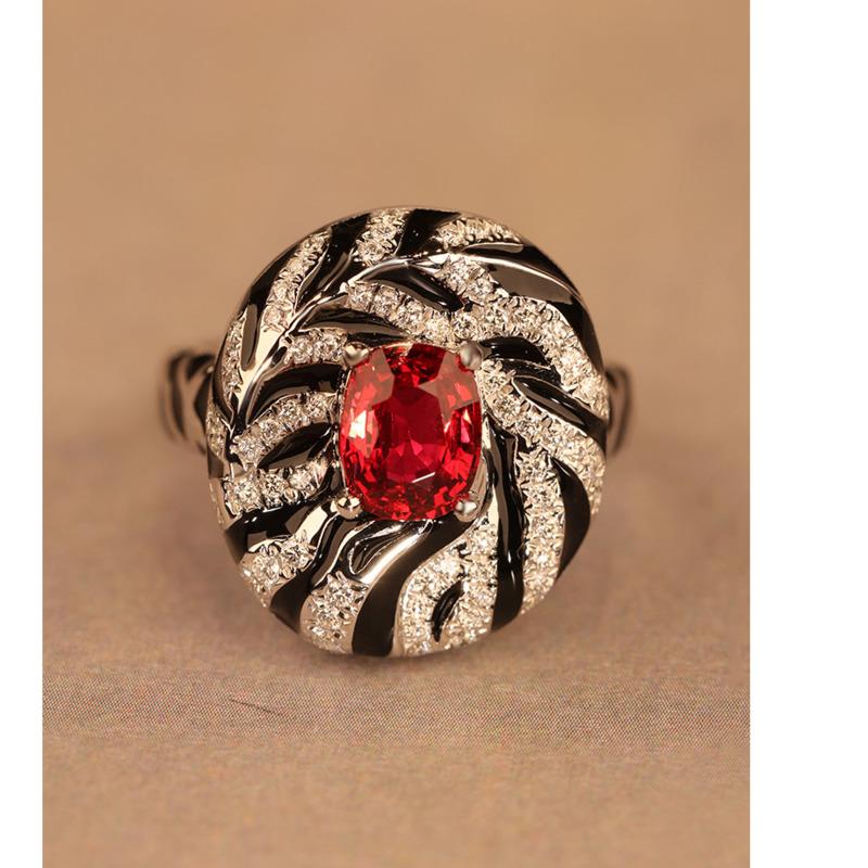 BELLA BOX Moderne Vintage Zebra Rubin Set Leopard Farbe Ring abnehmbare Ohrringe Ohrringe Anhänger Frauen