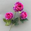 Artificial Rose Branch with Green Leeaf Three Heads Silk Rose Flower