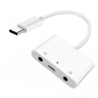 NFHK USB-C auf Dual 3,5mm Audio AUX & MIC Soundkarte mit PD Stromladeadapter für Laptops, Tablets und Mobiltelefone, NF-UC-155-TC005