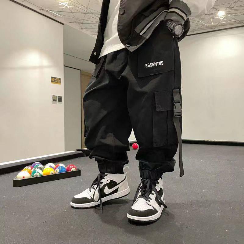 

Повседневный комбинезон из полиэстера и хлопка для мальчиков - свободный крой, модные брюки весна/осень 170 чёрный