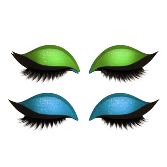2 Pairs Lazy Eye Shadow Eyelash Patch 2-in-1 Eyeshadow Eyelashes Makeup Stickers Reusable Eye Makeup Stickers with False Lashes Shadow