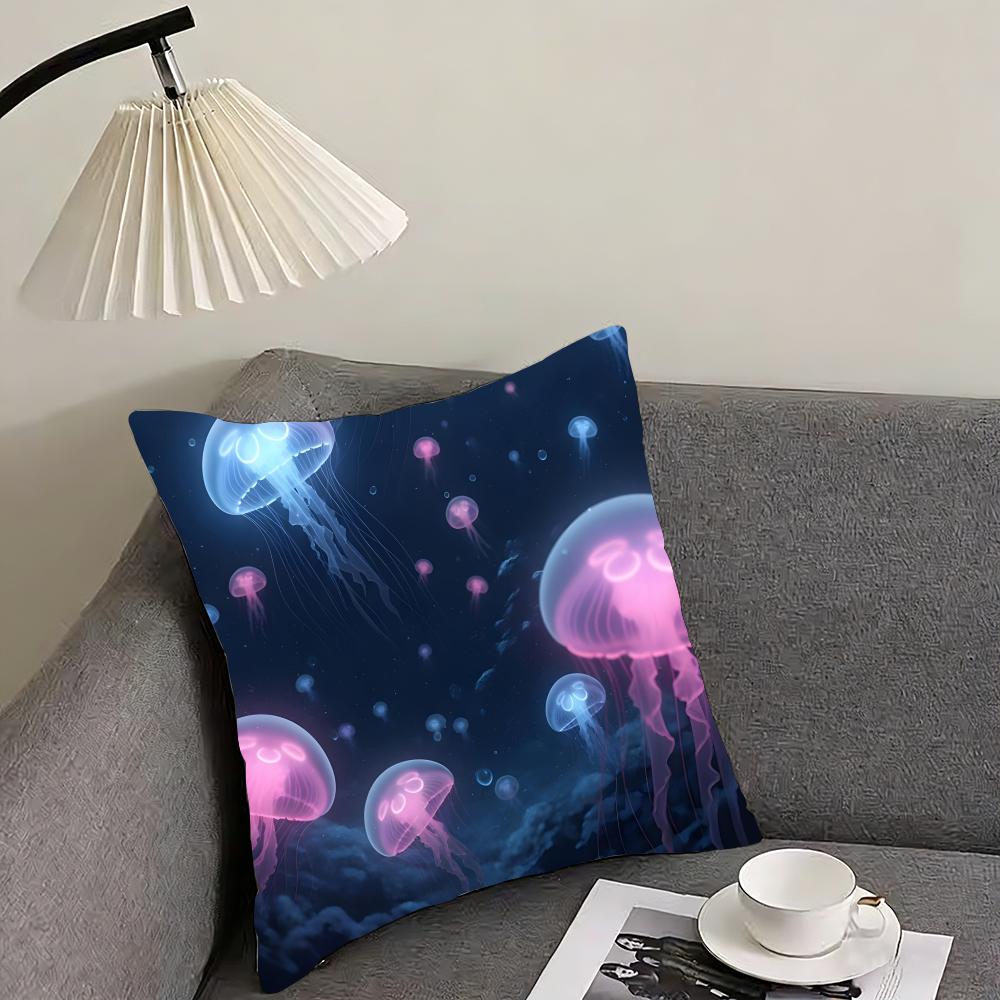 Jellyfish Fashion Cushion Cover Pillowcase Ultra Soft Skin Friendly Fabric Cloud Like Comfort Concealed Zipper