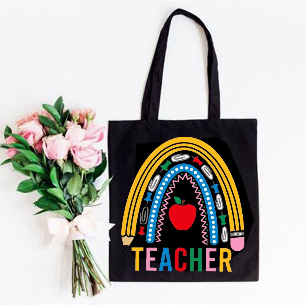 Teacher Love Inspire Women Shopper Shopping Bag Canvas Shoulder Bag Female Handbags Reusable Foldable Storage Tote Bag Best Gift