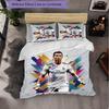 Cristiano Ronaldo Muster 3-teiliges Bettwäsche-Set Weiche Mikrofaser-Bettbezug mit Kissenbezügen für Schlafzimmer