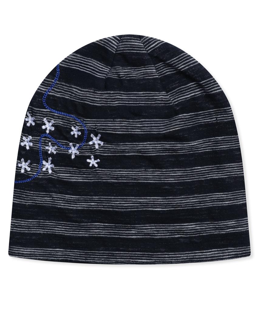 GLACK Gc085 Summer Stitch Stripe Snap Beanie (Black)