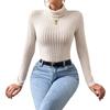 2024 Autumn/Winter European & American Women's High Neck Slimming Bodysuit - Long Sleeve, Elegant Base Top