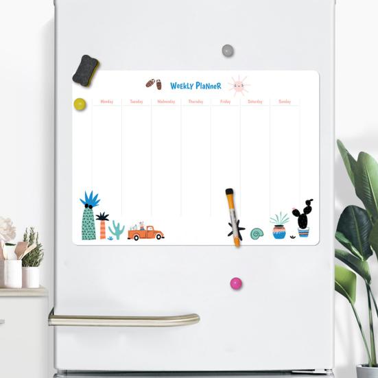 Fridge Magnet Whiteboard Erasable Smooth Writing Self-adhesive Sticky Anti-scratch Leave Message Foldable A3 A4 Anti-slip Magnetic Soft Whiteboard