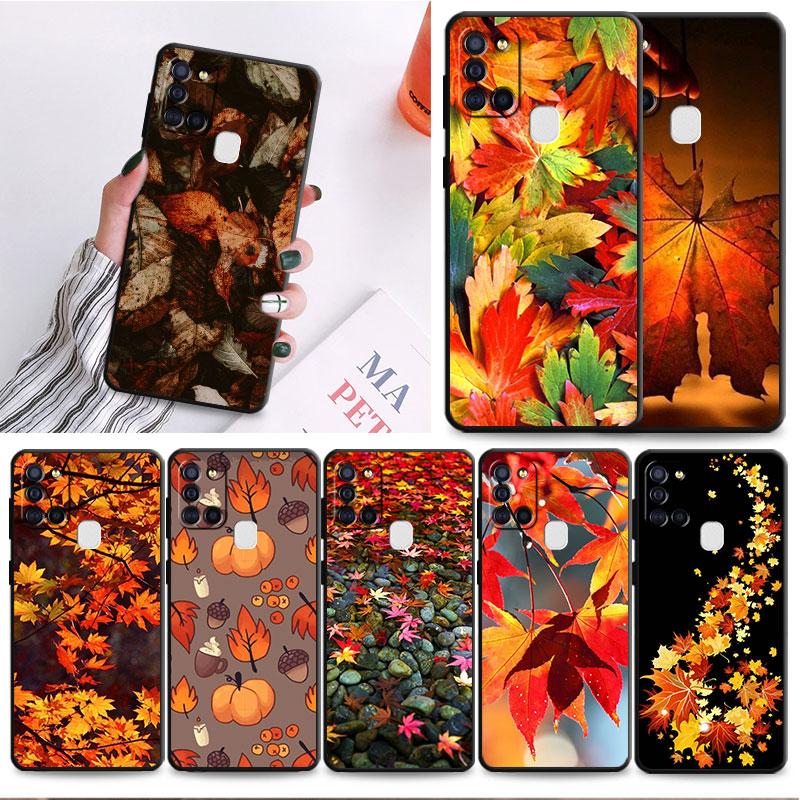 Fall für Samsung Galaxy M30s M22 M32 5g M31 M13 M51 M33 M23 M52 M12 Herbst Blätter Herbst fuchs Kürbis Halloween Herrliche Abdeckung