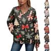 Женский повседневный и модный топ с длинными рукавами и рождественским принтом