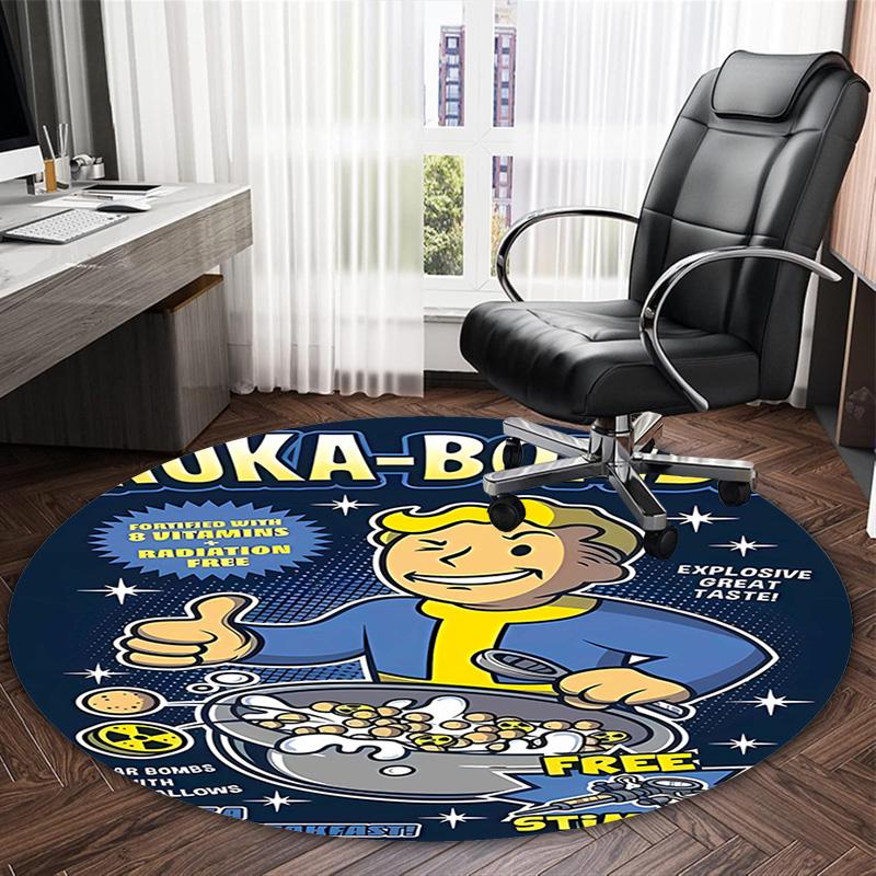 1pc NUKA-BOMBS Fallout1 Print Round Carpet Chair Round Carpet Suitable for Bedroom Living Room Home Decorative Carpet
