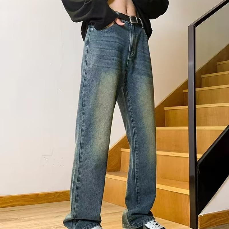 

JYL Mens Jeans Spring Flared Loose Straight American Vintage Denim M безодня