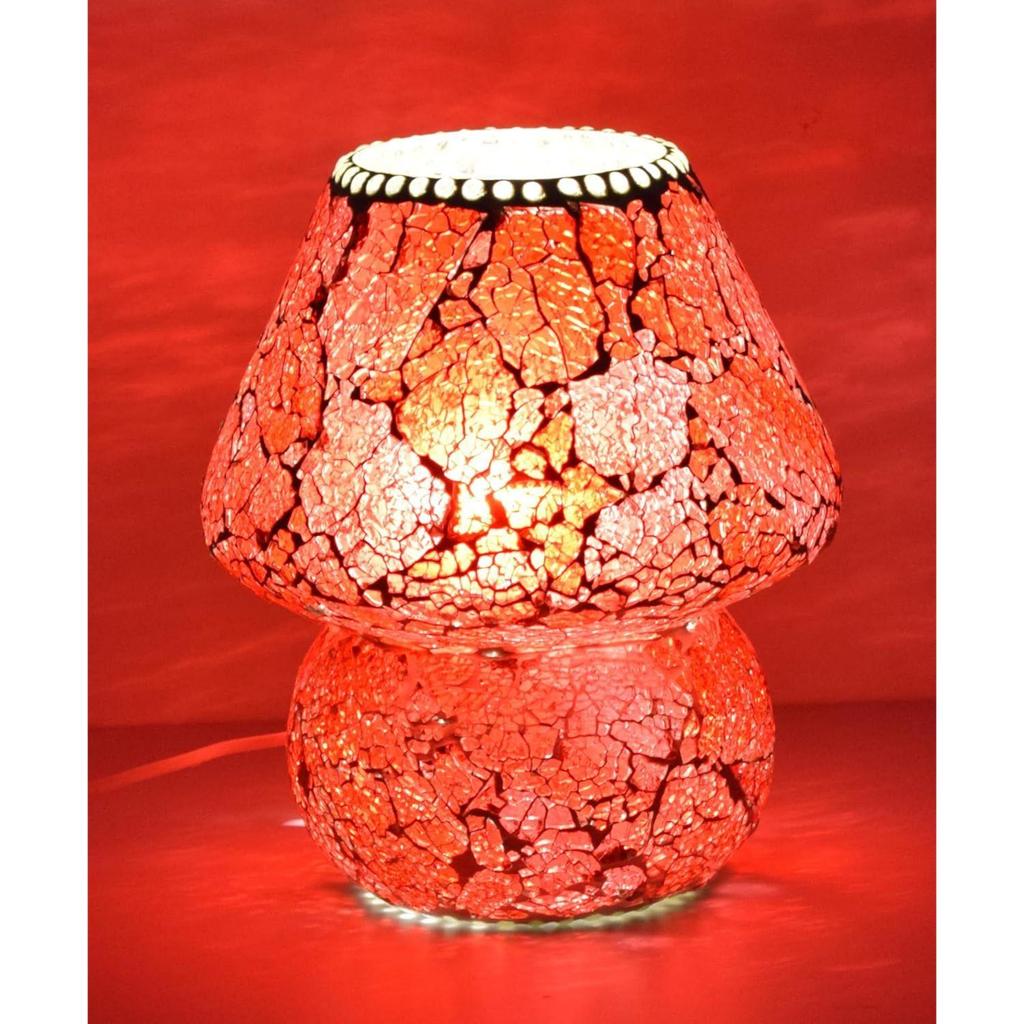 Mushroom Shaped Mosaic Glass Lamp for Home/Office/Festival Decoration (Bulb Not Included)  (23 cm)