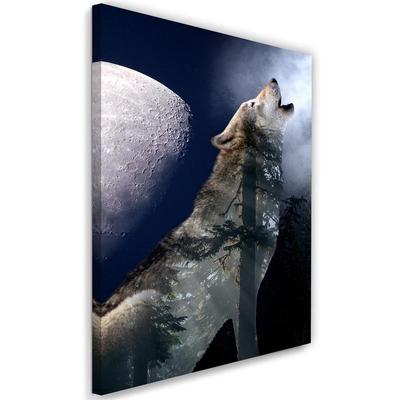 Canvas Print Wolf Night Moon Nature