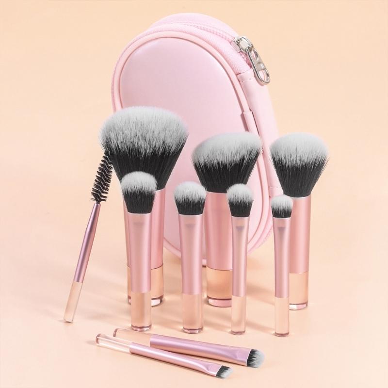 ELegant Makeup Brush Set 10pcs Professional Cosmetic Tools Multifunctional With Carrying Pouch For Beauty Enthusiasts