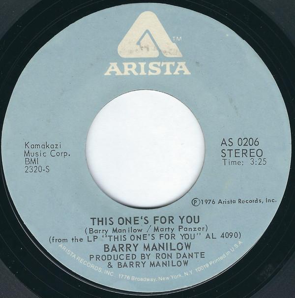

7inch Record BARRY MANILOW - This One s For You AS0206 Arista 1976 US Pop Used