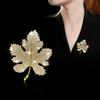 Luxury Maple Leaf Brooch/KC Golden Plated Zinc Alloy/Mosaic/Ideal for Party and Daily Occasions