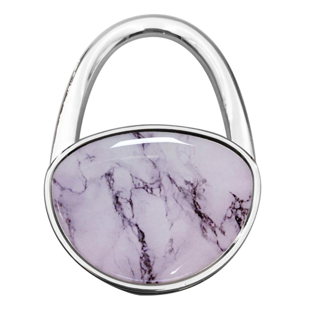 

Fashion Marble Texture Handbag Hook Oval Foldable Purse Hanger Holder No Punch Portable Table Edge Hook Under Desk білий