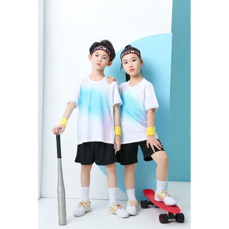 Kids Quick-Dry Badminton Set Short Sleeve Sport Jersey Unisex Tennis Volleyball Training Outfit