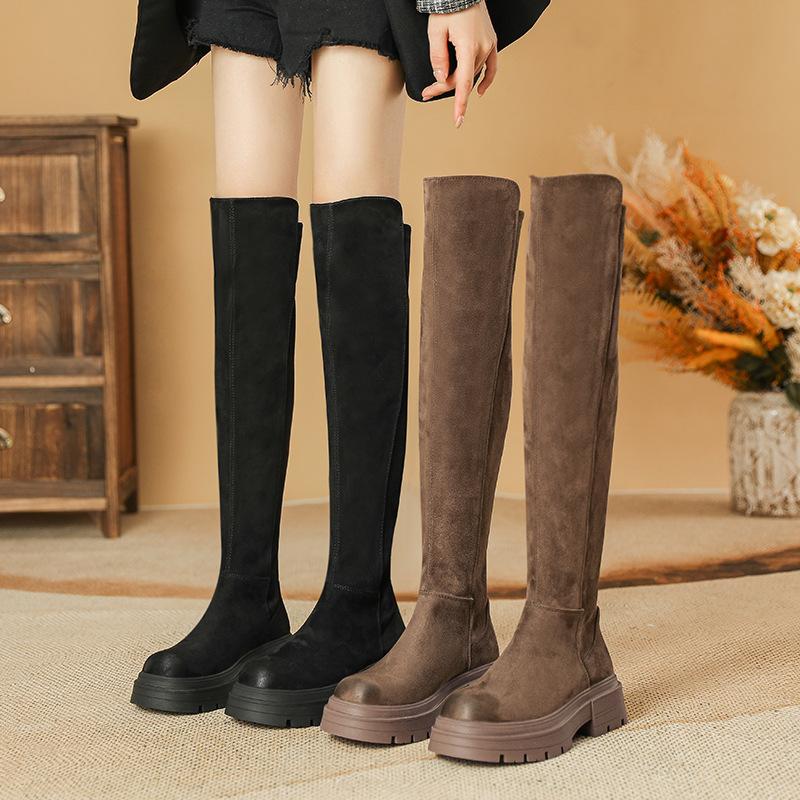 Retro Over-knee Boots for Small Autumn and Winter New Thick-soled Thin Boots for Women