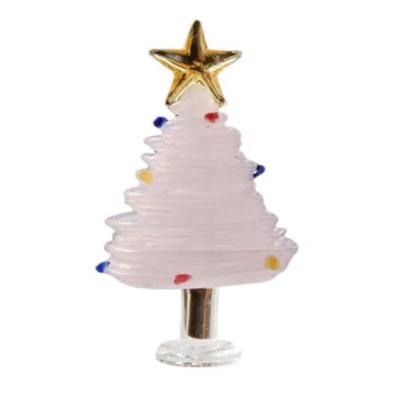 Home Decor Crystal Christmas Tree Brushed Glass Handmade Christmas Tree Figurines Glass Statue Crafts Christmas Decoration