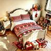 Christmas Duvet Cover Set 3Pcs Nordic Knit Tree Reindeer Snowflake Print Soft Microfiber Bedding with Pillowcases