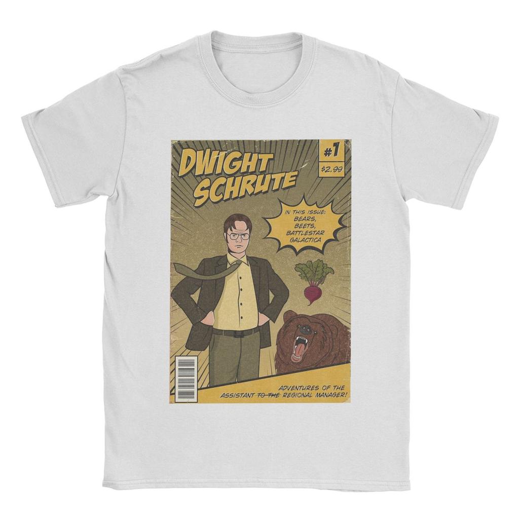 Erkek Tişört Dwight Schrute Çizgi Romanlar Vintage Pamuklu Tişört Kısa Kollu The Office TV Dizisi Tişörtleri O Yaka Giyim Grafik