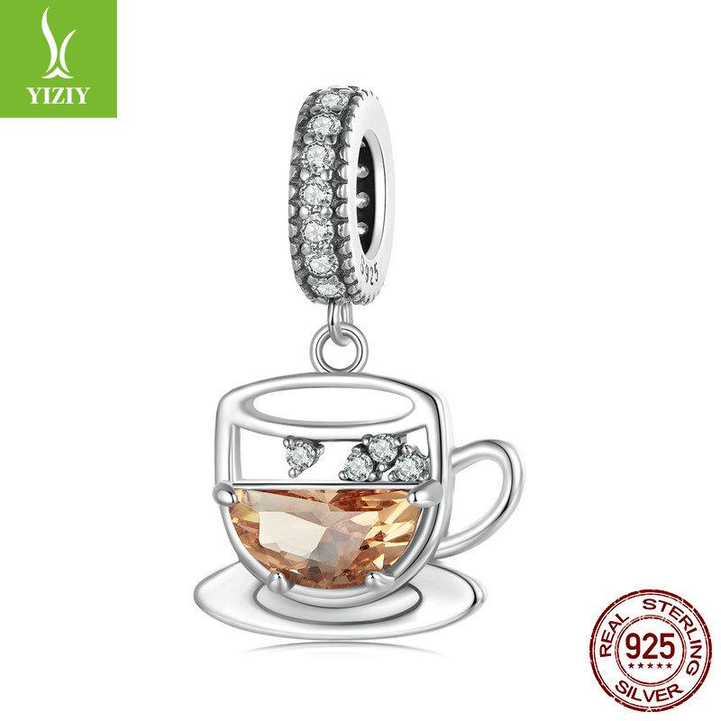 Hollow Fun Coffee Cup Diy Pendant Accessories, Personalized And Creative S925 Sterling Silver Bracelet Beaded