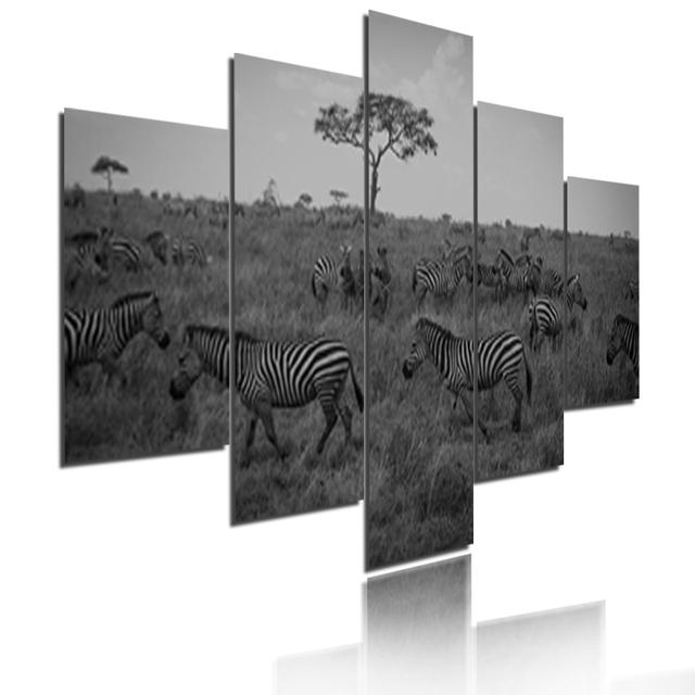 Minimalist Animals Poster Lion Leopard Orangutan And Elephant Canvas Painting 5 Pieces Modular Picture Print Wall Art Home Decor
