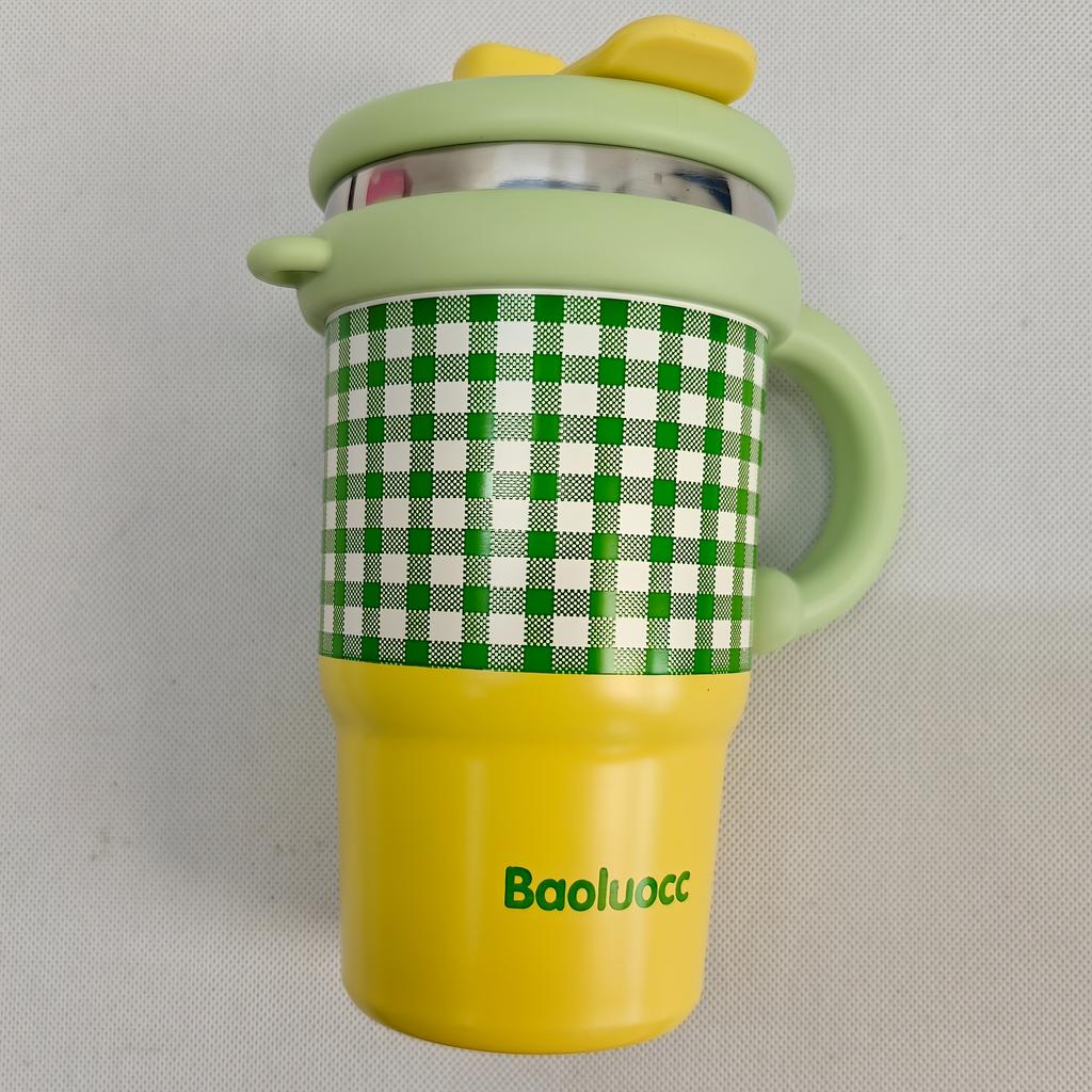 Stylish Coffee Thermos Mug for 2025, Ideal for Students, Features a Large Capacity, Handle, And Straw, Perfect for On The Go