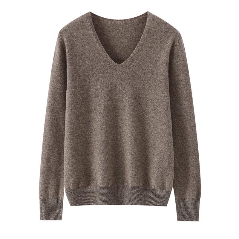 Women`s Seamless V-Neck Cashmere Sweater -