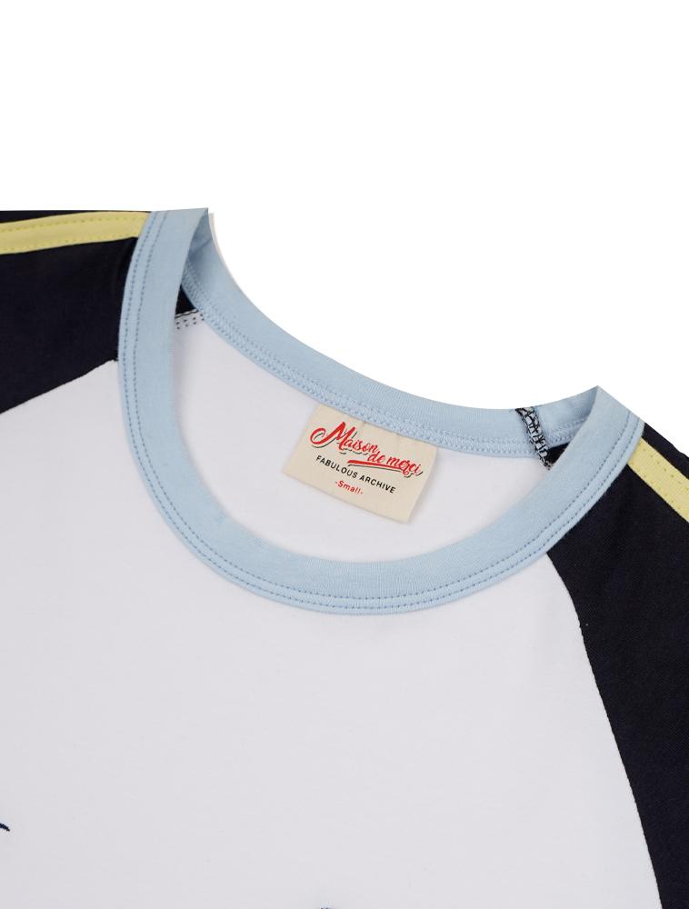 LA MAISON STUDIO Point Symbol Raglan Short Sleeve Whitenavy(Fcg2Ts779W)