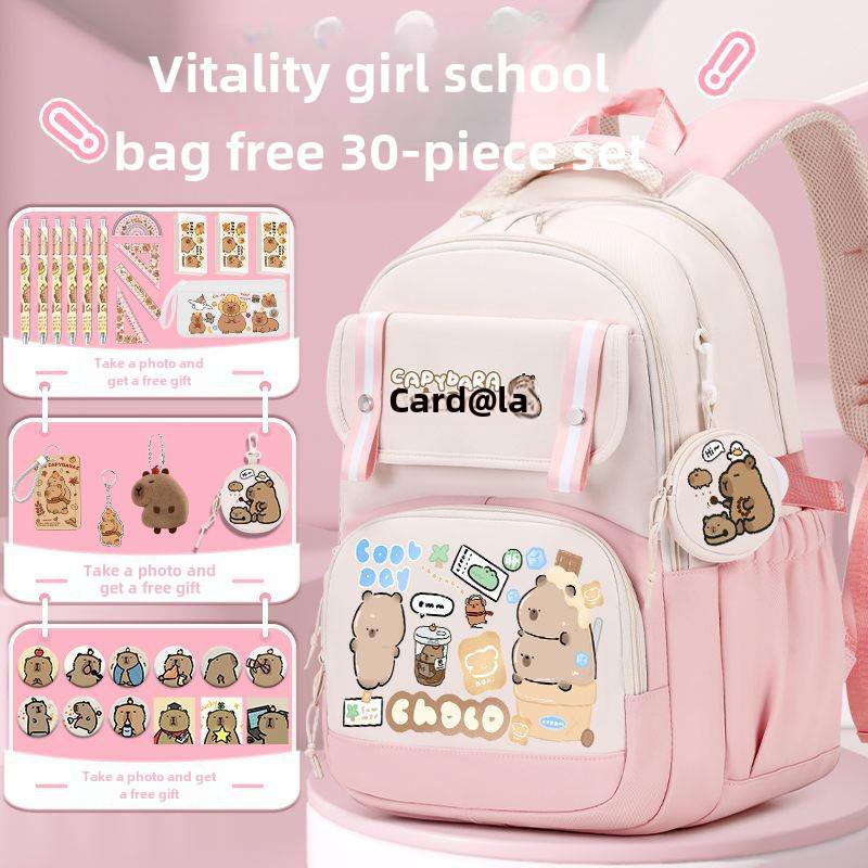 2024 Capybara Girls' Backpack: Stylish, Spacious & Perfect for Grades 1-6