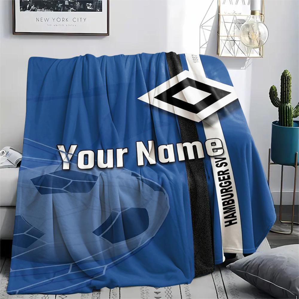1PC Blue Diamond Emblem Custom Name Patterned Flannel Blanket Suitable For All Seasons For Home Decor Warmth And Comfort Gifts Holiday Present