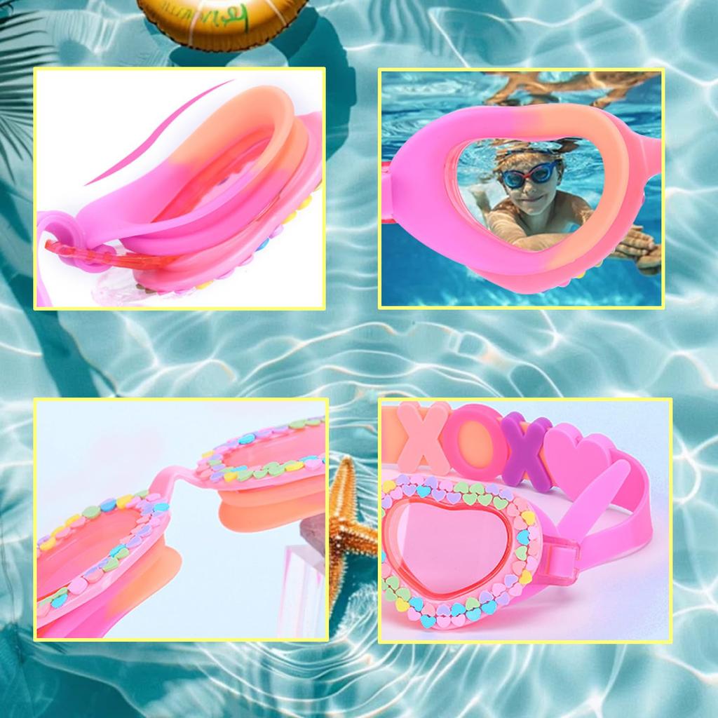 CSILOVEE Ochelari de înot UV Ajustabili Câmp vizual larg Pentru Băieți de școală elementară și Etui Inclus, Protecție, Anti-ceață, Etanși,