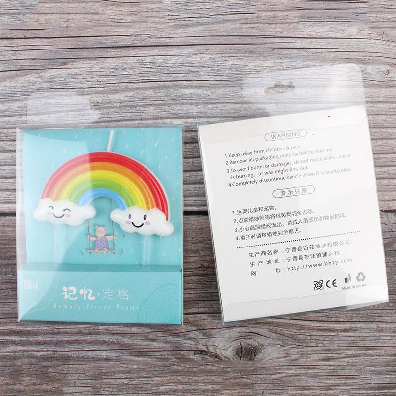 New Product, Personalized Creative Sun, Rainbow Clouds, Cute Memory, Frozen Rainbow Candle Cartoon Decoration Supplies
