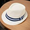 (One Size, White) Men Fedora Hat Tree/Webbing Pattern Panama Jazz Cap Summer Outdoor Sun Protection Sun Hat